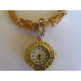 Relógio feminino quartzo da moda analógico com strass e pulseira dourada