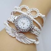 Relógio Feminino de Moda Quartz asa Couro Banda Brilhante - Branco