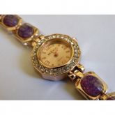 Relógio Feminino Quartzo Redondo Com Strass Mostr.dourado